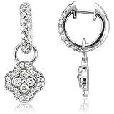 18k White Gold Clovers Cluster Drop Diamond Earrings (H-I, SI-I, 1.04 carat)