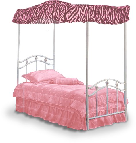 Pink Zebra Print Faux Fur Velboa Fabric Full Size Canopy Bed Top