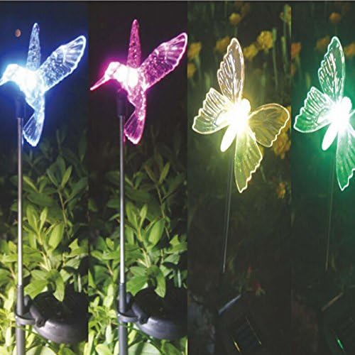 Gold mountain TM Solaration Solar Stake Hummingbird, Butterfly and Dragonfly Garden Stake Lights Multi-color Changing Garden Decor LED Lights