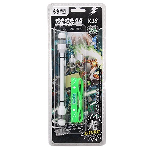 Aircee Zhigao ZG-5099 V18 Non Slip Coated 20cm LED Lamp Flashing Spinning Pen (White)