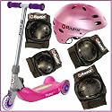 Razor Jr. Folding Kiddie Kick Scooter Pink Plus Child (Ages 5-8) Safety Bundle