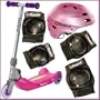 Razor Jr. Folding Kiddie Kick Scooter Pink Plus Child (Ages 5-8) Safety Bundle