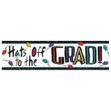 5' Hats Off Grad Giant Plastic Banner