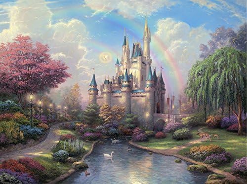 Printed Poster Wall Art Home Decor HD Prints Oil Paintings on Canvas New Day At the Cinderella Castle Thomas Kinkade Landscape Beautiful Art