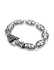 Twisted Blade Silver Large Oval Cross Bracelet With Fancy Clasp 7 Inch