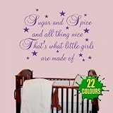 Sugar & Spice and all things nice 2 - Nursery Wall Quote Decal Sticker (Medium) by Wondrous Wall Art