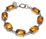 Catherine Popesco Sterling Silver Plated Bracelet with Topaz Swarovski Crystals