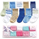 Luvable Friends 10-Piece Baby Socks Gift Set, Blue, 0-9 Months