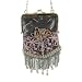 Victorian Pouch Grey Rose Fringe Beaded / Embellished Bag / Purse