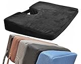 Medipaq® MEMORY FOAM Wedge Cushion for Back Support and Height Boost with Coccyx Cut-Out - Washable Zip Cover - (BLACK PLUSH)