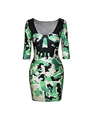 Leopard Print Wrap Round Neck Elbow Length Sleeves Cotton  Dress