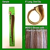 #6/613 Brown with Platinum Highlights, 6 Inch Sample of Clip on in Human Hair Extensions Set