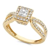 14k Gold 3/5ctw Princess Diamond Engagement Ring (IJ/I1)