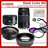 Canon Double Lens Kit: Includes Canon Normal EF 50mm f/1.8 II Autofocus Lens, Canon Zoom Telephoto EF 75-300mm f/4.0-5.6 III Autofocus Lens, Telephoto Lens, 3 Piece Pro Filter Kit, Lens Cap Holders, Lens Cleaning Kit & Microfiber Cleaning Cloth