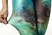 DQdq Women's Digital Printing Leggings Stretchy Tights Green Galaxy