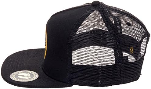 Hang Ten Mens Flat Brim Snapback Trucker Hat (Black)