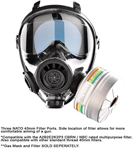 Mestel Safety 33992 Military and Police Tactical Gas Mask for Chemical, Biological, Radiological, and Nuclear Threats, Large, Black