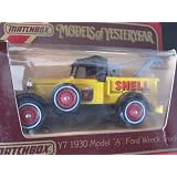 1930 Model a Ford Wreck Truck (Yellow) Shell Oil Logo Matchbox Model of Yesteryear... 