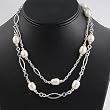 Sterling Silver Necklaces with Freshwater Pearl - Length: 16", Height: 12mm