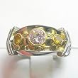 14K Two-Tone Gold Natural Yellow and Pink Diamond Ring