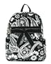 Medium Quilted Paisley Print Backpack Purse - Black & White (13 x 11)