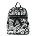 Medium Quilted Paisley Print Backpack Purse - Black & White (13 x 11)