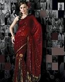 Maroon Faux Georgette Kalidar Lehenga Style Indian Belly Dance Dress Wrap Sari Ethnic Saree with Blouse