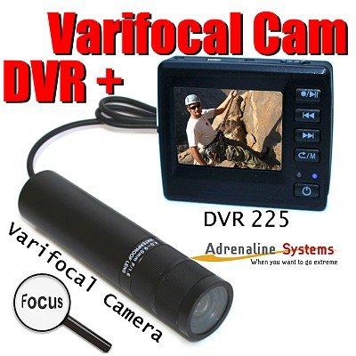 DVR 225 + Varifocal Helmet Camera - Digital Recorder with Extreme Military and Sport Cam - Change angle of view