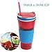 ELEGIANT 500ml 2in1 Travel Snack Drink Cup Bottle Container Lid Straw for Adult Kids Cinema sport