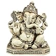 Cream and Brown Resin Ganesh Statue