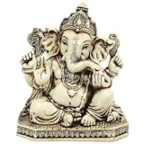 Cream and Brown Resin Ganesh Statue