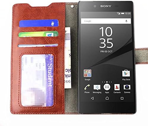 Sony Xperia Z5 Case, Z5 Flip Case, Leather Wallet Cover for Sony Xperia Z5 (Brown)
