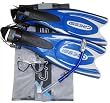 Snorkeling Scuba Dive Mask Dry Snorkel Fins Gear Bag Set, (Made by Cressi)