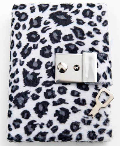 Animal Print Diary - Teen Locking Journal Lock & Key (WHITE W/ GREY SPOTS) Model: