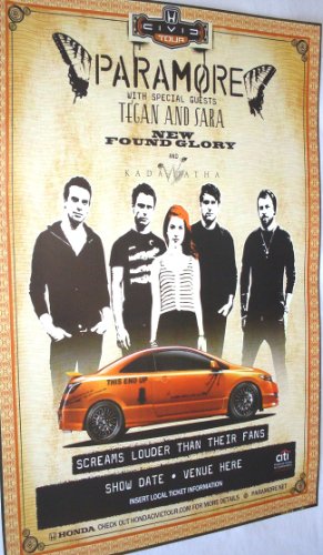 Paramore Poster - Civic Flyer for 2010 Concerts