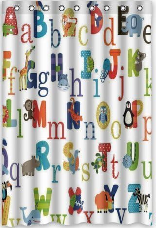 Comfort Home Style Custom ABC Alphabet Pattern Design Waterproof Polyester Fabric Shower Curtain,Bathroom decor 48"x72"