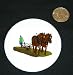 3 button / pin printed with horsedrawn, agriculture, farmer, plow, horses, harness, draft, blinders, plojning, farming, plowing, animal, blade, field, equipment