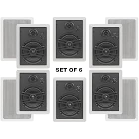 Yamaha Natural Sound Custom Easy-to-install In-Wall Flush Mount 3-Way 150 watts Speaker (Set of 6) with a 1" Swivel Titanium Dome Tweeter, 1-5/8" Swivel Aluminum Dome Midrange Driver & 6.5" Kevlar Cone Woofer for A Large Size Room or 3 Smaller Rooms