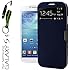 YESOO (Dark Blue) Smart View Flip Cover With Magnetic flap closure Case for Samsung Galaxy S4 S IV SIV S 4 Iv Gt-i9500 With Aluminum Touch Pen And Silicone Key Chain (Compatible Model: AT&T, T-Mobile, Sprint, Verizon, US Cellular)
