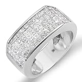 2.50 Carat (cttw) 14k White Gold Round Diamond Mens Ring 2 1/2 CT