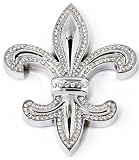 3D Rhinestone Encrusted Metal Car Trunk Emblem – Fleur De Lys French Cross Saints