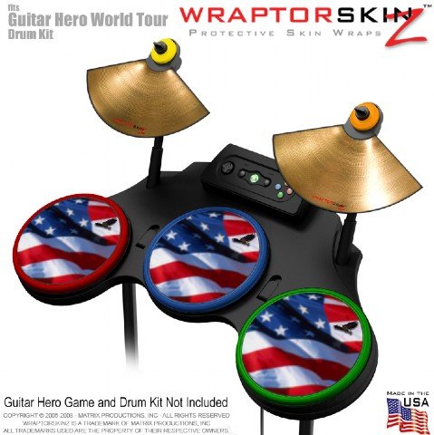 Ole Glory Skin by WraptorSkinz fits Guitar Hero 4 World Tour Drum Set for Nintendo Wii, XBOX 360, PS2 & PS3 (DRUMS NOT INCLUDED)