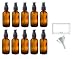JUVITUS 2 oz Amber Glass Boston Round Black Treatment Pump Bottle (10 pack) + Funnel BPA Free Refillable Empty Storage Containers