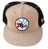 New Era 76ers Fitted Hat 100% Wool -Tan / Black - Size 7