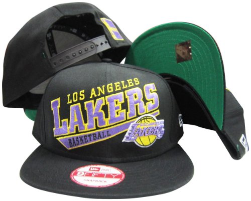 Los Angeles Lakers Black Plastic Snapback Adjustable Plastic Snap Back Hat / Cap