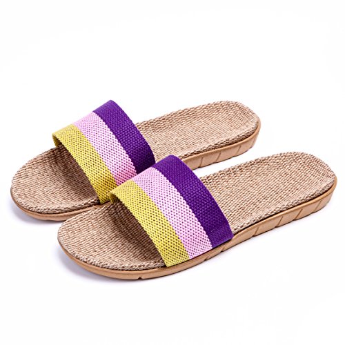 Unisex Four Season Flax Beach Anti Slip Sandals Waterproof Skidproof Slides Shoes Indoor Flat House Slippers