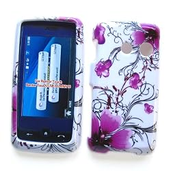 LG Rumor Touch LN510 (Sprint) Snap-on Protector Hard Case Image Cover "Artistic Purple Flowers" Design
