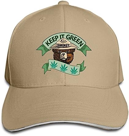 Smokey Keep It Green Adjustable Sandwish Baseball Caps Natural