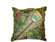 Vintage Sari Patchwork Beaded Cushion Covers Green Floor Pillow Cover 24 Inch