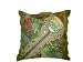 Vintage Sari Patchwork Beaded Cushion Covers Green Floor Pillow Cover 24 Inch